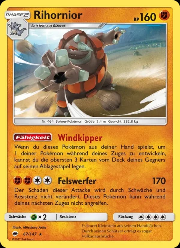Rihornior — Nacht in Flammen 67 German Pokémon card