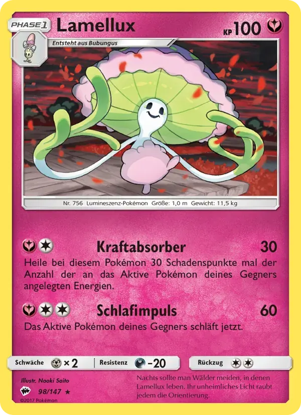 Lamellux — Nacht in Flammen 98 German Pokémon card