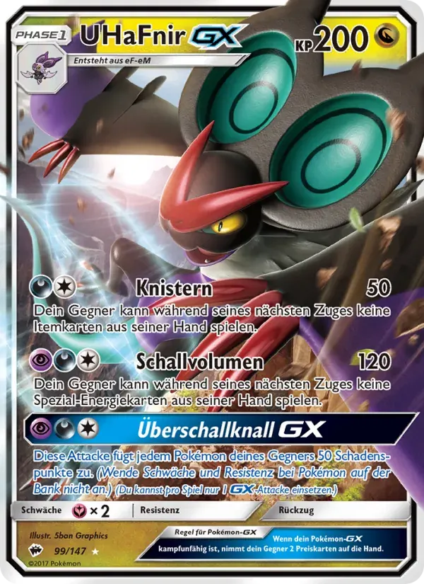UHaFnir GX — Nacht in Flammen 99 German Pokémon card