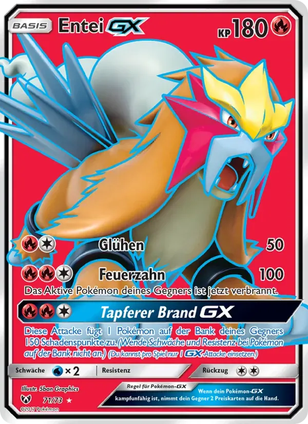 Entei GX — Schimmernde Legenden 71 German Pokémon card
