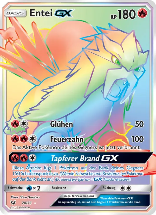 Entei GX — Schimmernde Legenden 74 German Pokémon card