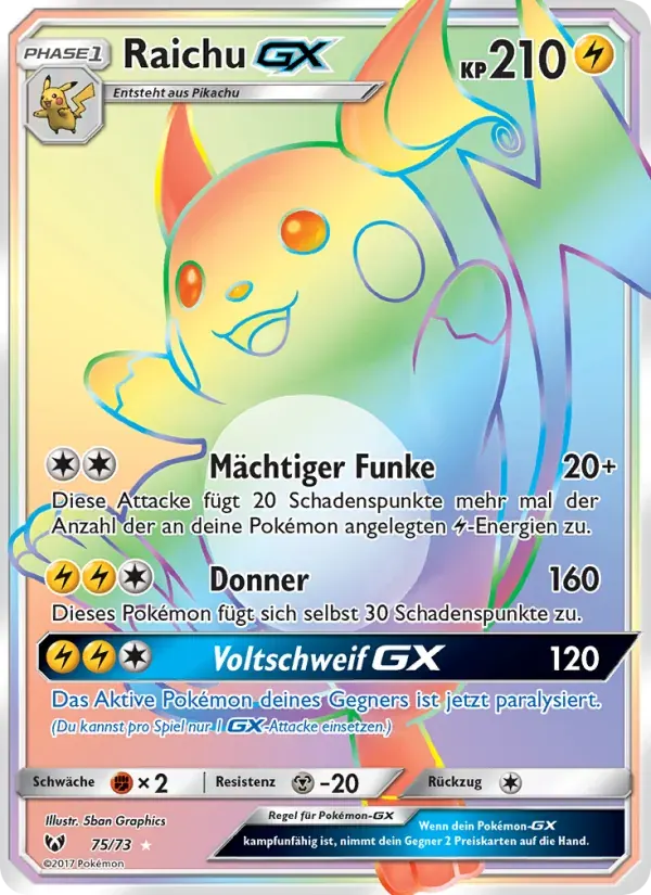 Raichu GX — Schimmernde Legenden 75 German Pokémon card