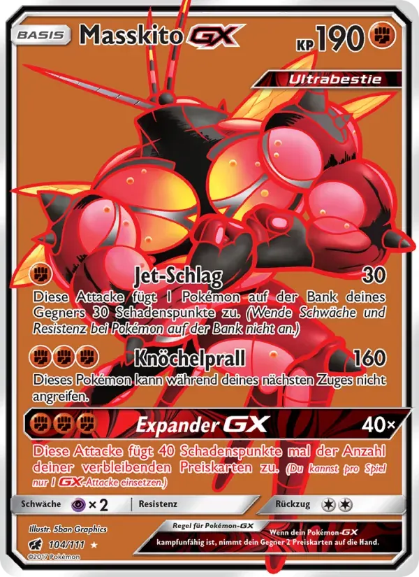 Masskito GX — Aufziehen der Sturmröte 104 German Pokémon card