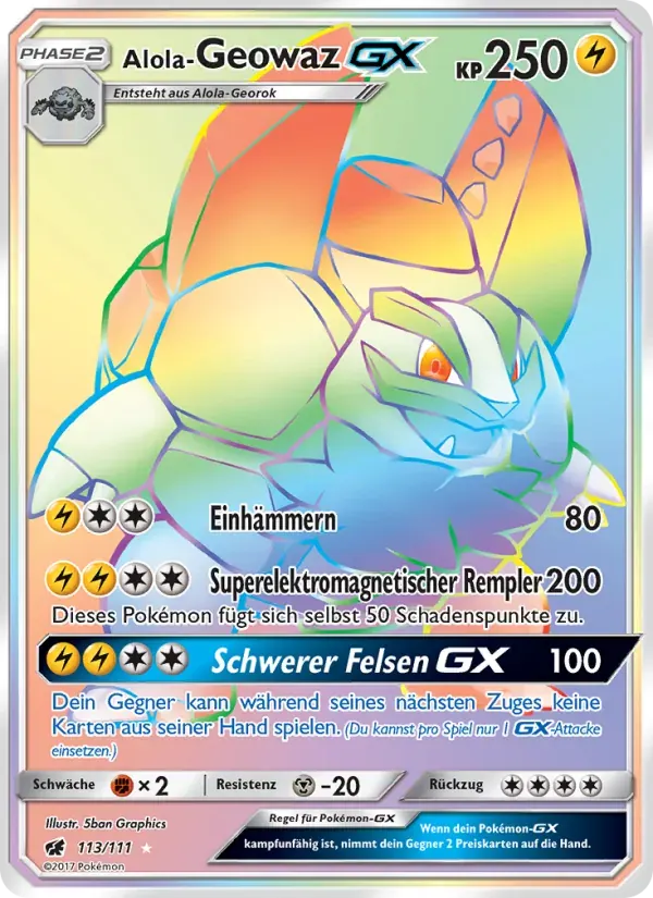 Alola-Geowaz GX — Aufziehen der Sturmröte 113 German Pokémon card