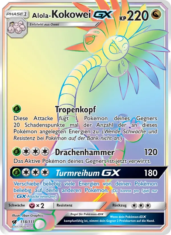 Alola-Kokowei GX — Aufziehen der Sturmröte 118 German Pokémon card