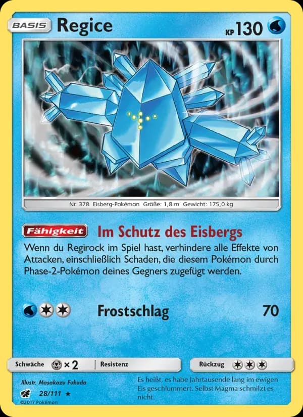 Regice — Aufziehen der Sturmröte 28 German Pokémon card