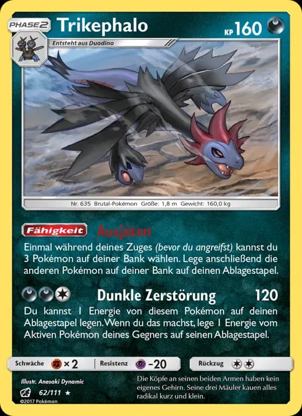 Trikephalo — Aufziehen der Sturmröte 62 German Pokémon card