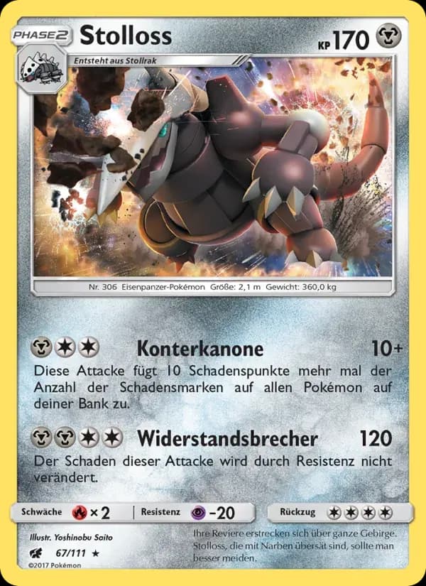 Stolloss — Aufziehen der Sturmröte 67 German Pokémon card