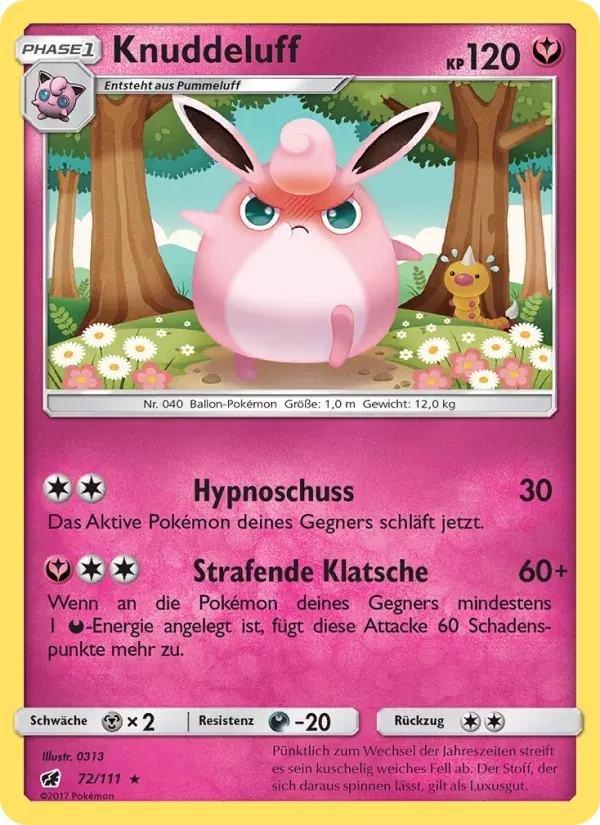 Knuddeluff — Aufziehen der Sturmröte 72 German Pokémon card