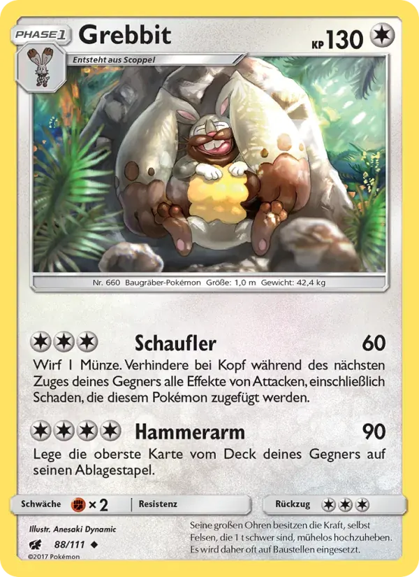 Grebbit — Aufziehen der Sturmröte 88 German Pokémon card