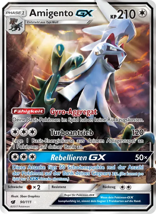 Amigento GX — Aufziehen der Sturmröte 90 German Pokémon card