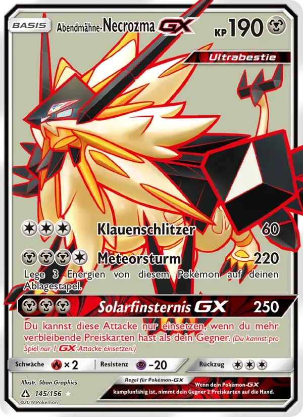 Abendmähne-Necrozma GX — Ultra-Prisma 145 German Pokémon card