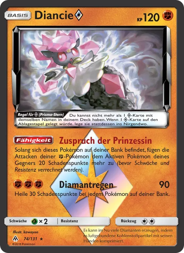 Diancie ◇ — Grauen Der Lichtfinsternis 74 German Pokémon card