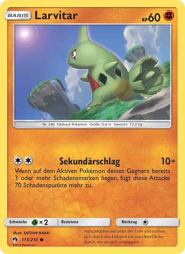 Larvitar — Echo des Donners 115 German Pokémon card