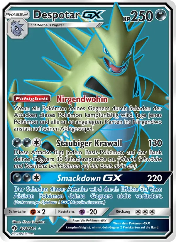 Despotar GX — Echo des Donners 203 German Pokémon card