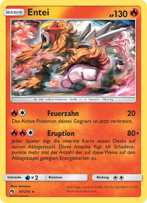 Entei — Echo des Donners 47 German Pokémon card