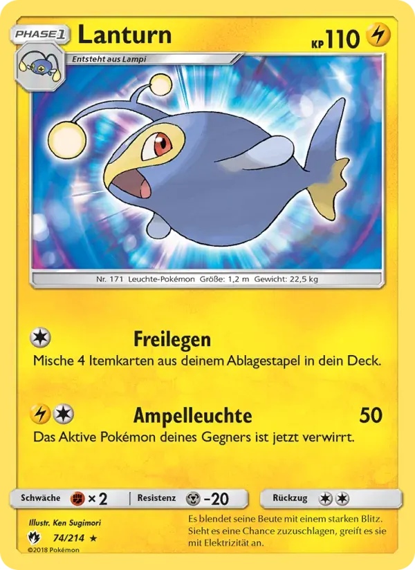 Lanturn — Echo des Donners 74 German Pokémon card