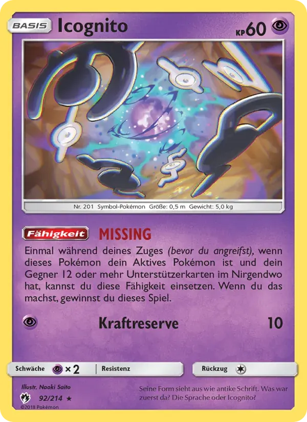 Icognito — Echo des Donners 92 German Pokémon card