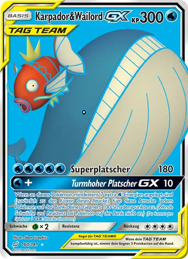 Karpador & Wailord GX — Teams Sind Trumpf 160 German Pokémon card