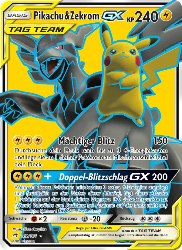 Pikachu & Zekrom GX — Teams Sind Trumpf 162 German Pokémon card