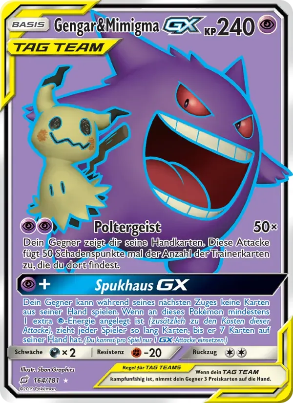 Gengar & Mimigma GX — Teams Sind Trumpf 164 German Pokémon card