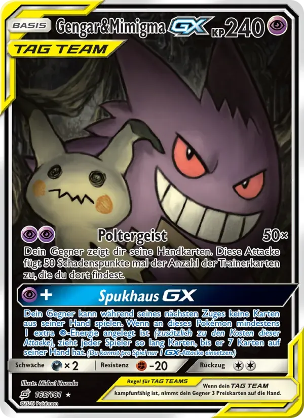 Gengar & Mimigma GX — Teams Sind Trumpf 165 German Pokémon card