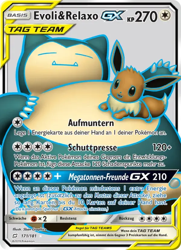 Evoli & Relaxo GX — Teams Sind Trumpf 171 German Pokémon card