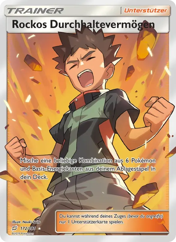 Rockos Durchhaltevermögen — Teams Sind Trumpf 172 German Pokémon card