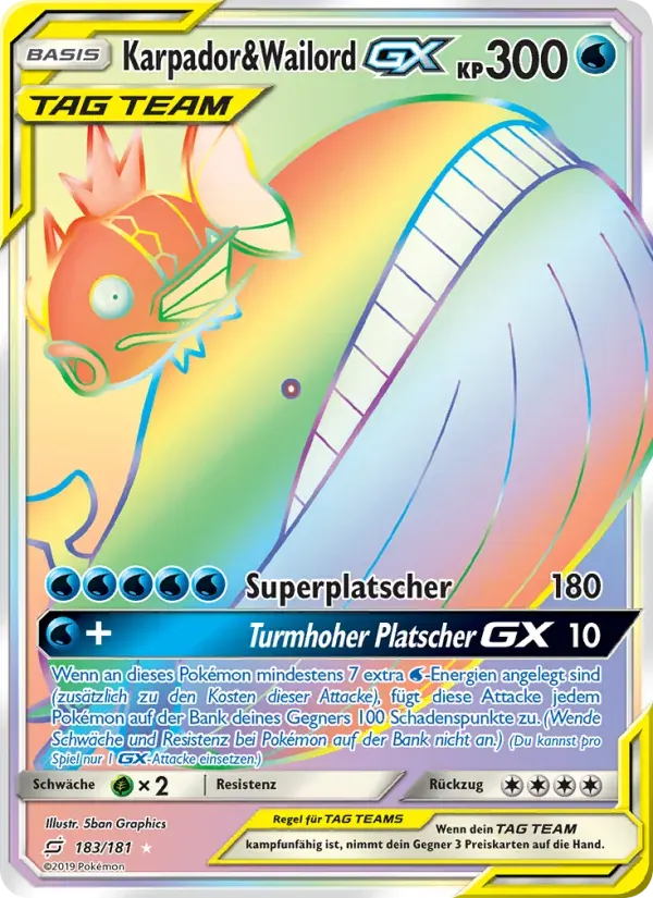 Karpador & Wailord GX — Teams Sind Trumpf 183 German Pokémon card