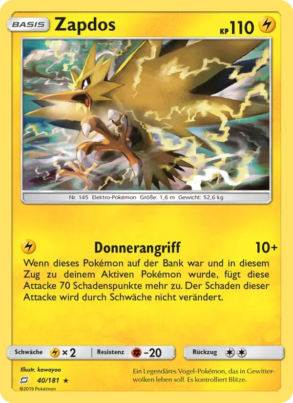 Zapdos — Teams Sind Trumpf 40 German Pokémon card