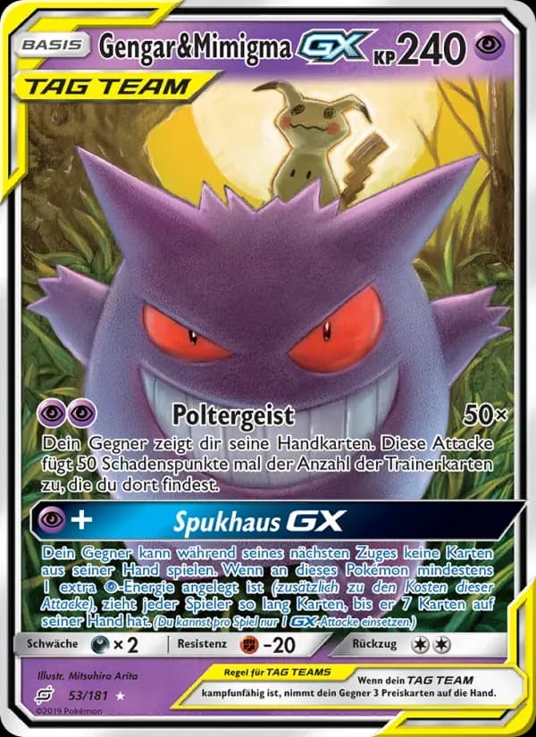Gengar & Mimigma GX — Teams Sind Trumpf 53 German Pokémon card
