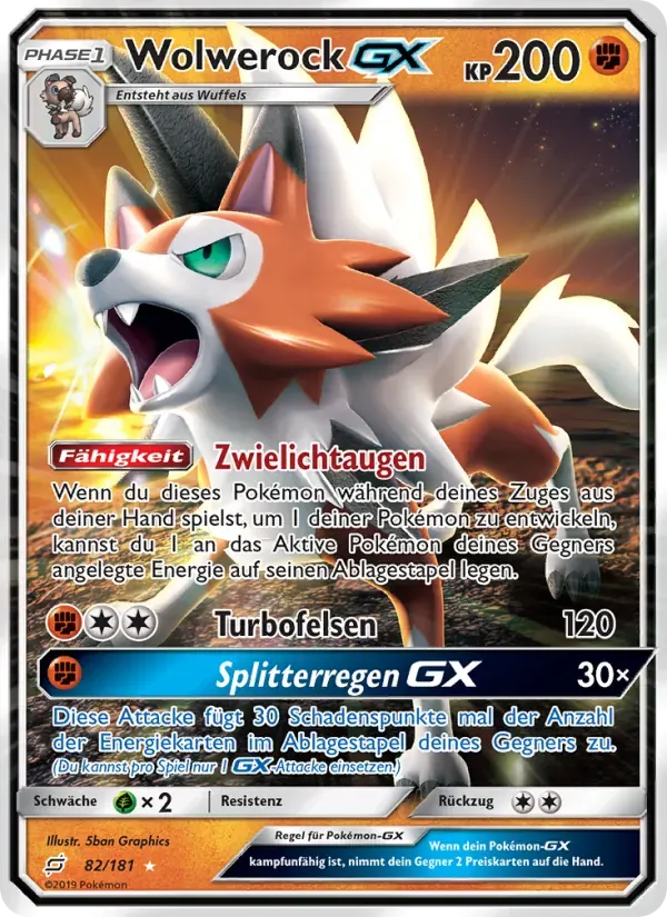 Wolwerock GX — Teams Sind Trumpf 82 German Pokémon card