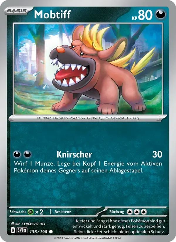 Mobtiff — Karmesin & Purpur 136 German Pokémon card