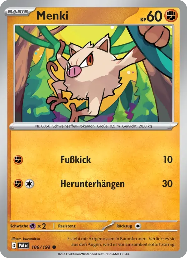 Menki — Entwicklungen in Paldea 106 German Pokémon card