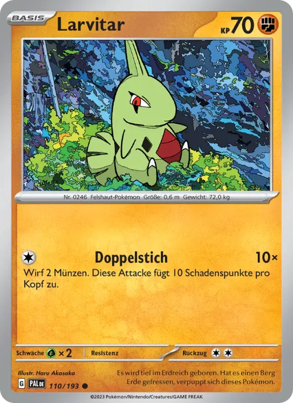 Larvitar — Entwicklungen in Paldea 110 German Pokémon card