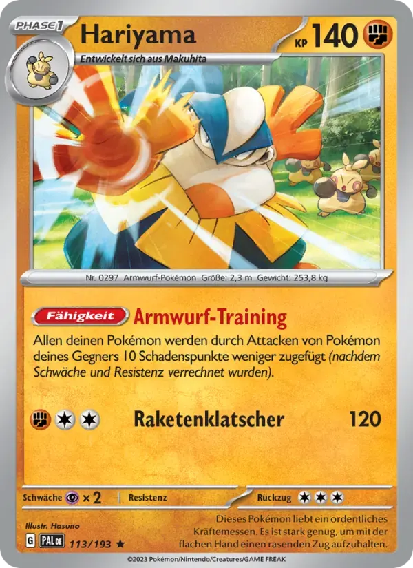 Hariyama — Entwicklungen in Paldea 113 German Pokémon card
