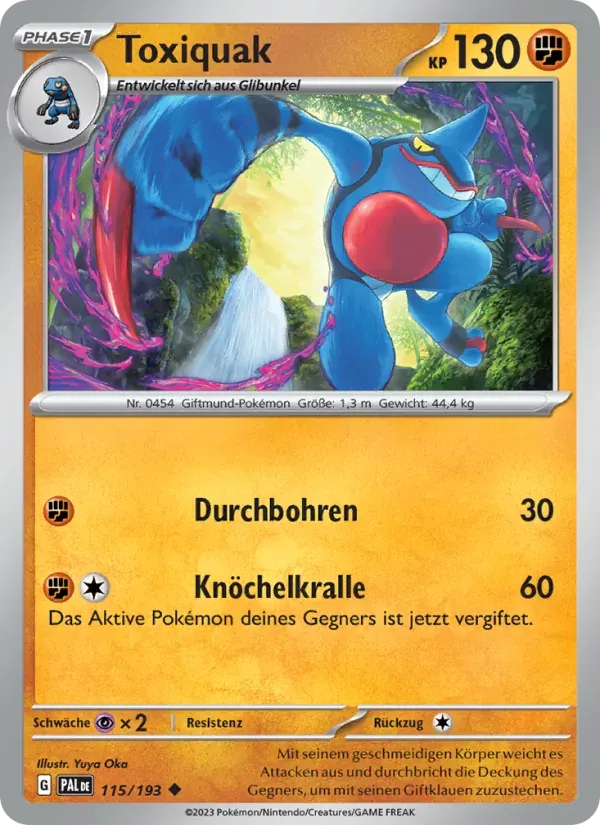 Toxiquak — Entwicklungen in Paldea 115 German Pokémon card
