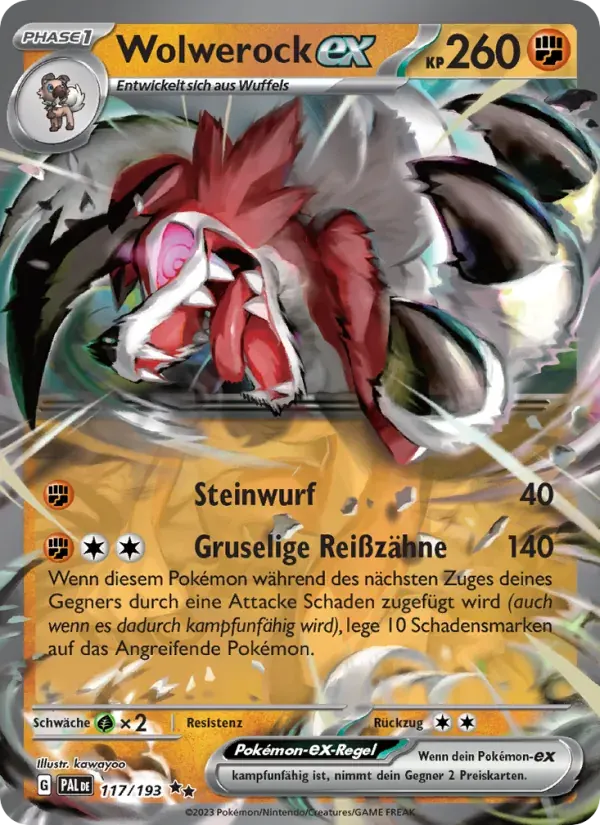 Wolwerock-ex — Entwicklungen in Paldea 117 German Pokémon card