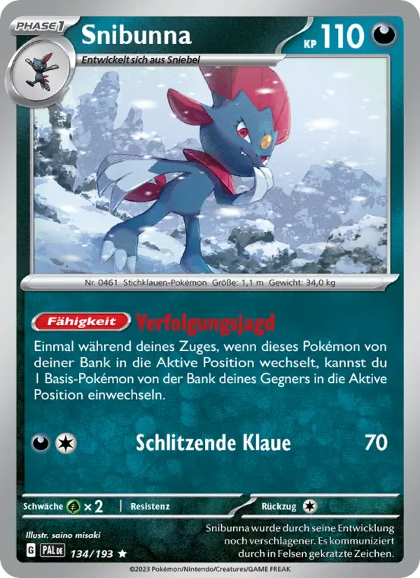 Snibunna — Entwicklungen in Paldea 134 German Pokémon card