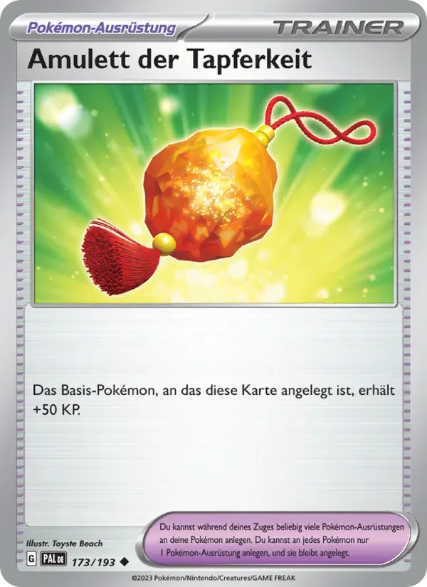 Amulett der Tapferkeit — Entwicklungen in Paldea 173 German Pokémon card