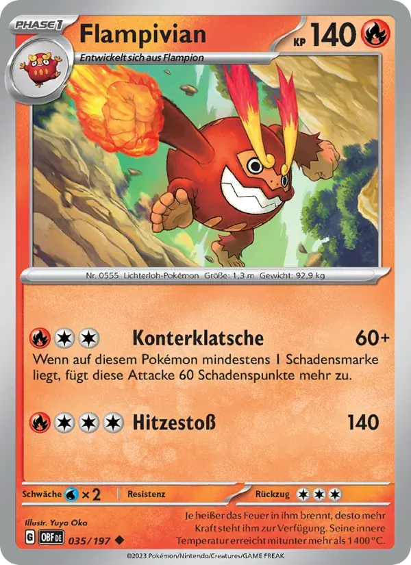 Flampivian — Obsidian Flammen 35 German Pokémon card