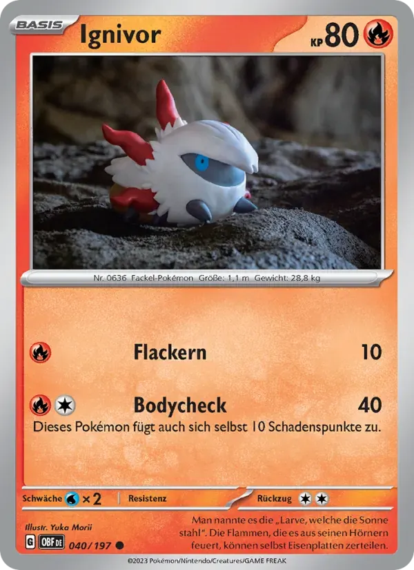 Ignivor — Obsidian Flammen 40 German Pokémon card