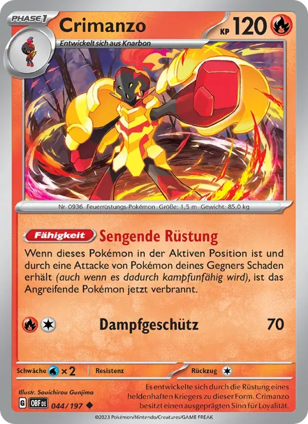 Crimanzo — Obsidian Flammen 44 German Pokémon card