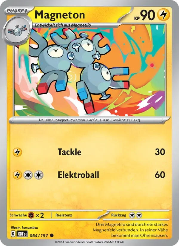 Magneton — Obsidian Flammen 64 German Pokémon card