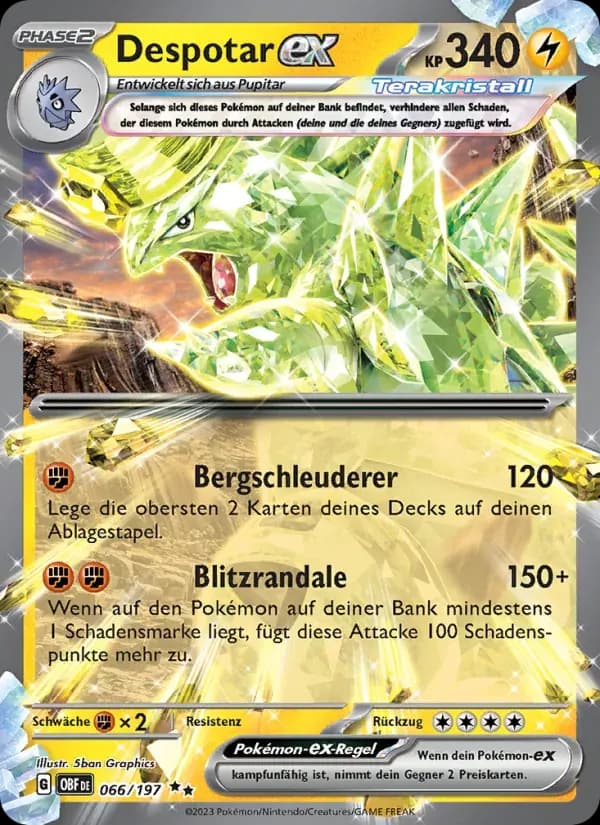 Despotar-ex — Obsidian Flammen 66 German Pokémon card