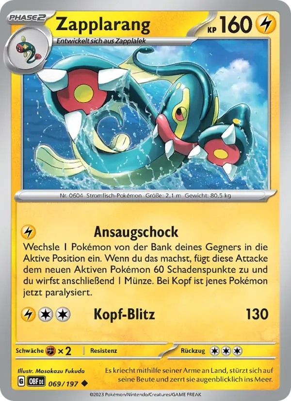Zapplarang — Obsidian Flammen 69 German Pokémon card