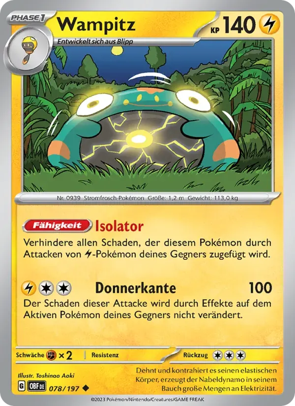 Wampitz — Obsidian Flammen 78 German Pokémon card