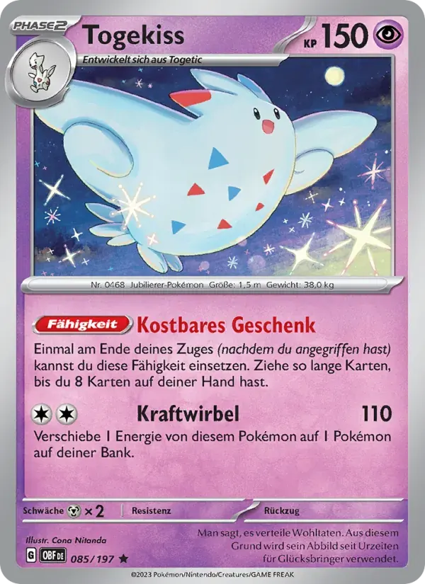 Togekiss — Obsidian Flammen 85 German Pokémon card