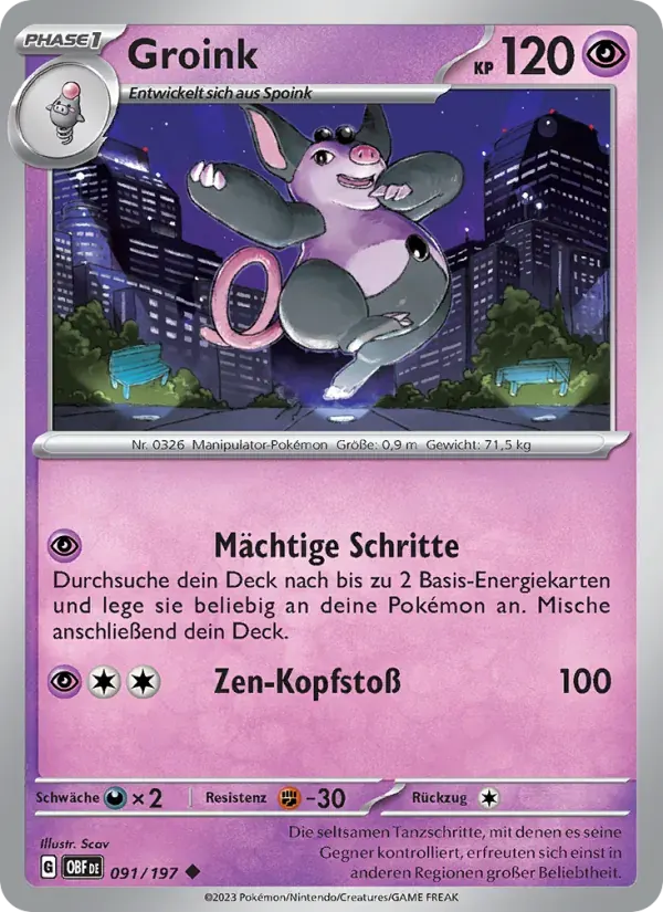 Groink — Obsidian Flammen 91 German Pokémon card