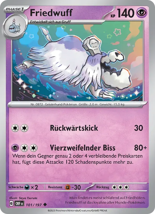 Friedwuff — Obsidian Flammen 101 German Pokémon card